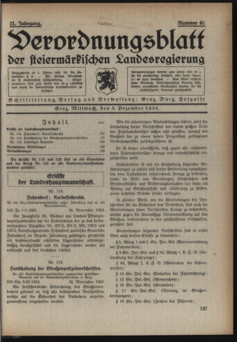 Verordnungsblatt der steiermärkischen Landesregierung 19341205 Seite: 1