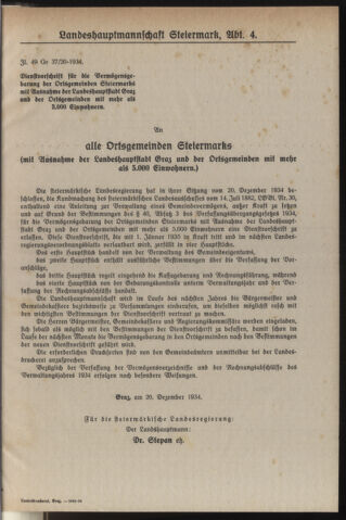 Verordnungsblatt der steiermärkischen Landesregierung 19341227 Seite: 25