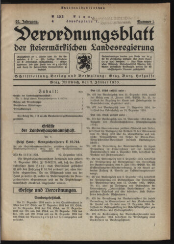 Verordnungsblatt der steiermärkischen Landesregierung 19350102 Seite: 1