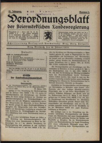 Verordnungsblatt der steiermärkischen Landesregierung 19350130 Seite: 1