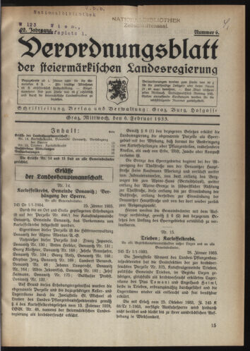 Verordnungsblatt der steiermärkischen Landesregierung 19350206 Seite: 1