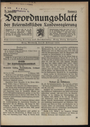 Verordnungsblatt der steiermärkischen Landesregierung 19350227 Seite: 1