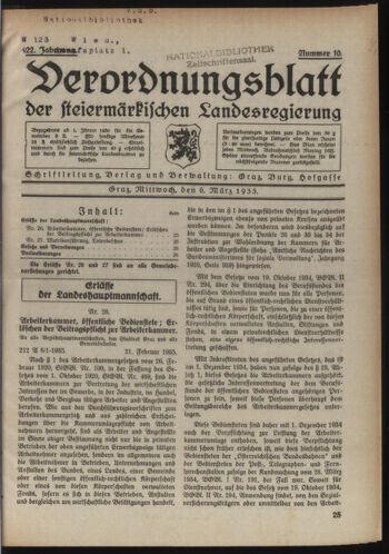 Verordnungsblatt der steiermärkischen Landesregierung 19350306 Seite: 1