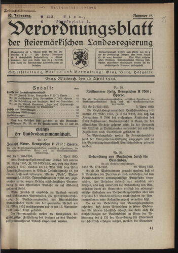 Verordnungsblatt der steiermärkischen Landesregierung 19350410 Seite: 1