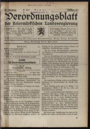 Verordnungsblatt der steiermärkischen Landesregierung 19350508 Seite: 1