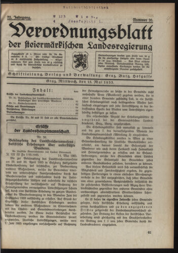 Verordnungsblatt der steiermärkischen Landesregierung 19350515 Seite: 1