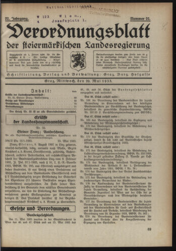 Verordnungsblatt der steiermärkischen Landesregierung 19350529 Seite: 1