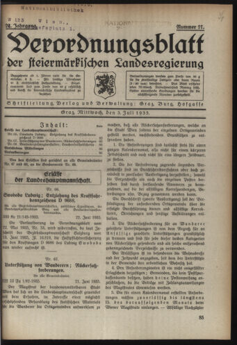 Verordnungsblatt der steiermärkischen Landesregierung 19350703 Seite: 1