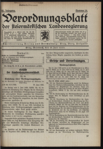 Verordnungsblatt der steiermärkischen Landesregierung 19350710 Seite: 1