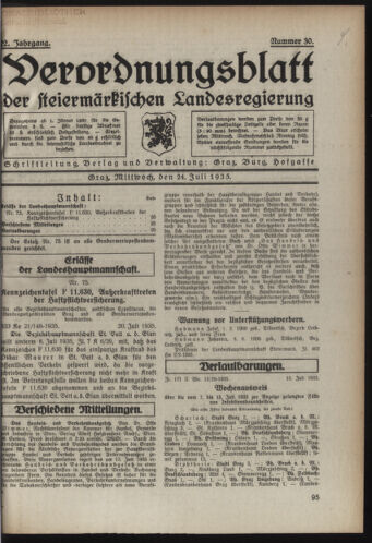 Verordnungsblatt der steiermärkischen Landesregierung 19350724 Seite: 1