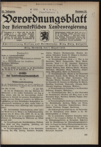 Verordnungsblatt der steiermärkischen Landesregierung 19350807 Seite: 1