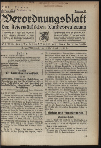 Verordnungsblatt der steiermärkischen Landesregierung 19350904 Seite: 1