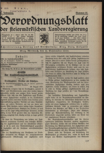 Verordnungsblatt der steiermärkischen Landesregierung 19350911 Seite: 1