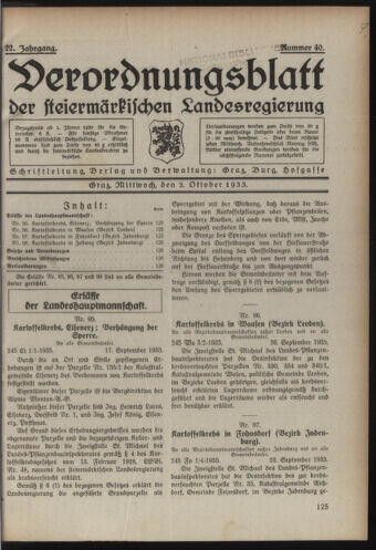 Verordnungsblatt der steiermärkischen Landesregierung 19351002 Seite: 1