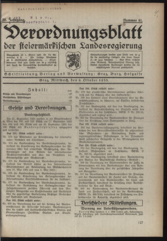 Verordnungsblatt der steiermärkischen Landesregierung 19351009 Seite: 1