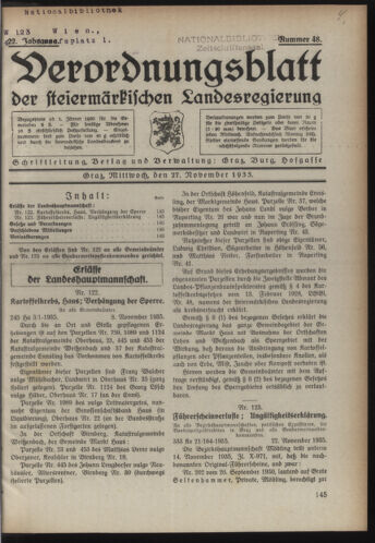 Verordnungsblatt der steiermärkischen Landesregierung 19351127 Seite: 1