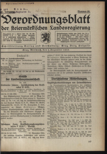 Verordnungsblatt der steiermärkischen Landesregierung 19351204 Seite: 1