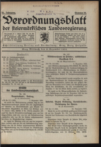 Verordnungsblatt der steiermärkischen Landesregierung 19351211 Seite: 1