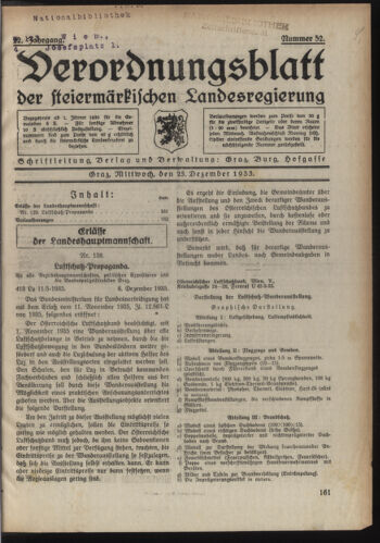 Verordnungsblatt der steiermärkischen Landesregierung 19351225 Seite: 1