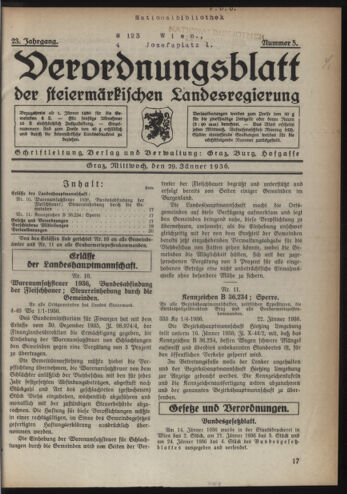 Verordnungsblatt der steiermärkischen Landesregierung 19360129 Seite: 1