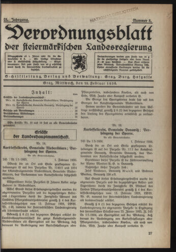 Verordnungsblatt der steiermärkischen Landesregierung 19360219 Seite: 1