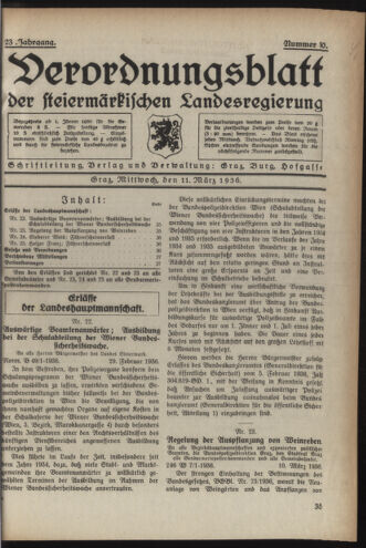 Verordnungsblatt der steiermärkischen Landesregierung 19360311 Seite: 1