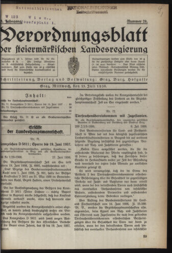 Verordnungsblatt der steiermärkischen Landesregierung 19360715 Seite: 1