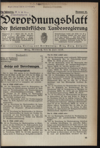 Verordnungsblatt der steiermärkischen Landesregierung 19360729 Seite: 1