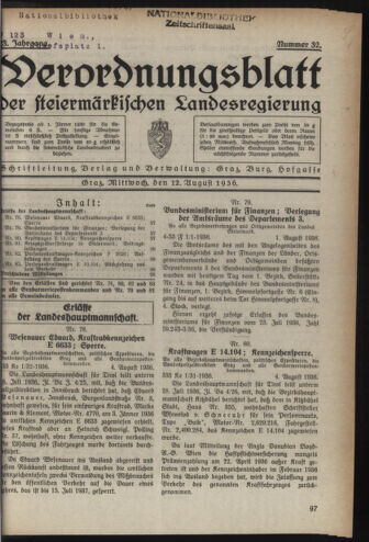 Verordnungsblatt der steiermärkischen Landesregierung 19360812 Seite: 1