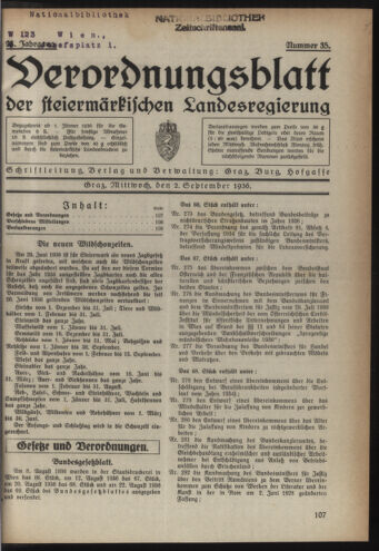 Verordnungsblatt der steiermärkischen Landesregierung 19360902 Seite: 1