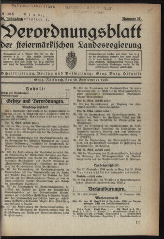 Verordnungsblatt der steiermärkischen Landesregierung 19360916 Seite: 1