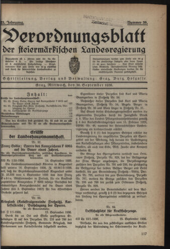 Verordnungsblatt der steiermärkischen Landesregierung 19360930 Seite: 1