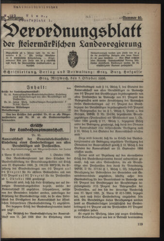 Verordnungsblatt der steiermärkischen Landesregierung 19361007 Seite: 1