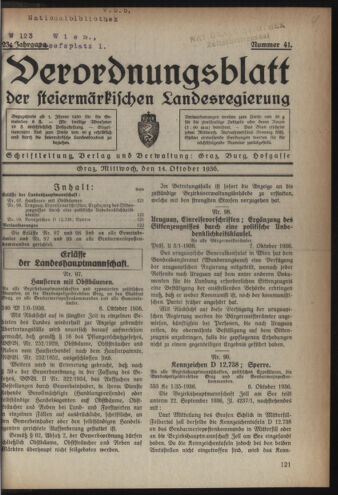 Verordnungsblatt der steiermärkischen Landesregierung 19361014 Seite: 1