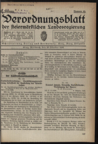 Verordnungsblatt der steiermärkischen Landesregierung 19361028 Seite: 1