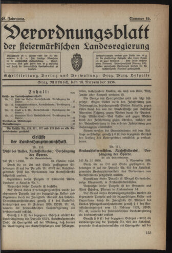 Verordnungsblatt der steiermärkischen Landesregierung 19361118 Seite: 1