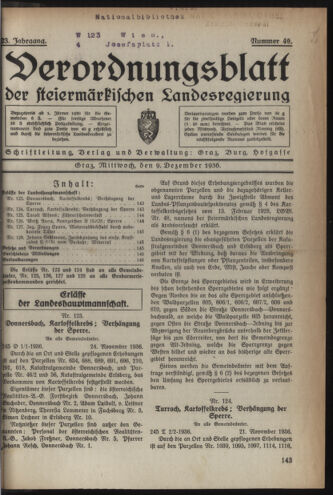 Verordnungsblatt der steiermärkischen Landesregierung 19361209 Seite: 1