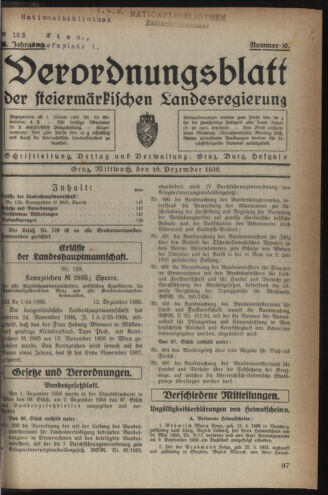 Verordnungsblatt der steiermärkischen Landesregierung 19361216 Seite: 1