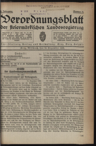 Verordnungsblatt der steiermärkischen Landesregierung 19361223 Seite: 1