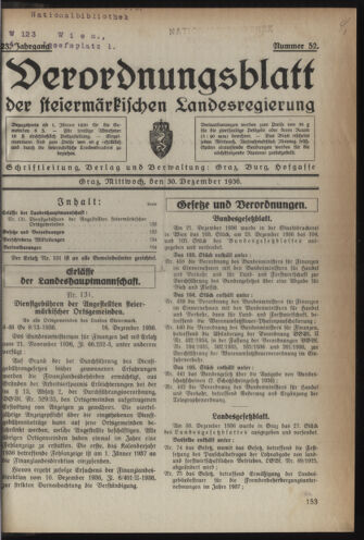 Verordnungsblatt der steiermärkischen Landesregierung 19361230 Seite: 1