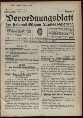 Verordnungsblatt der steiermärkischen Landesregierung 19370106 Seite: 1