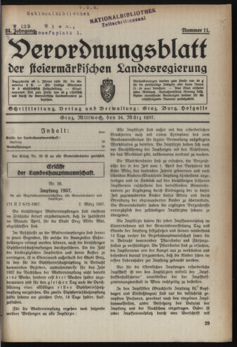 Verordnungsblatt der steiermärkischen Landesregierung 19370324 Seite: 1