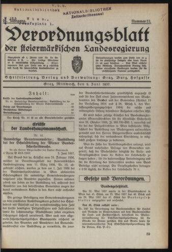 Verordnungsblatt der steiermärkischen Landesregierung 19370609 Seite: 1