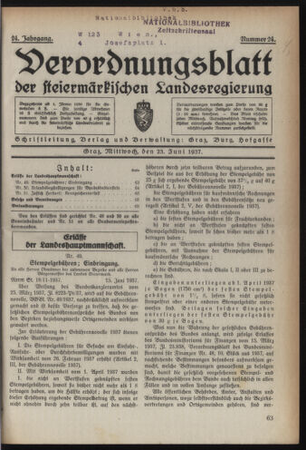 Verordnungsblatt der steiermärkischen Landesregierung 19370623 Seite: 1