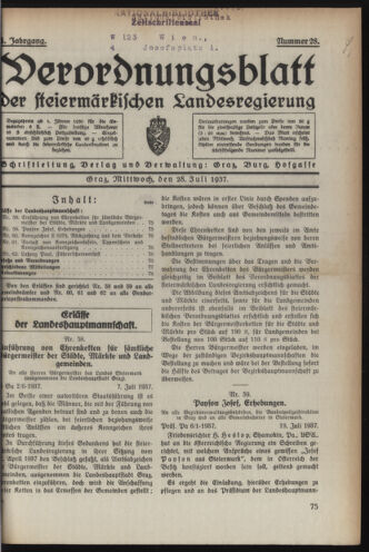 Verordnungsblatt der steiermärkischen Landesregierung 19370728 Seite: 1