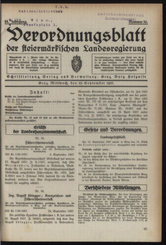 Verordnungsblatt der steiermärkischen Landesregierung 19370922 Seite: 1