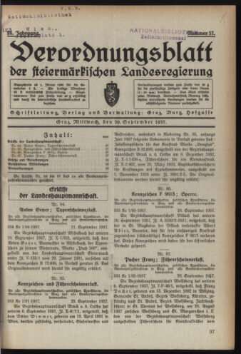 Verordnungsblatt der steiermärkischen Landesregierung 19370929 Seite: 1