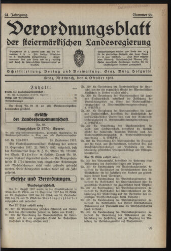 Verordnungsblatt der steiermärkischen Landesregierung 19371006 Seite: 1