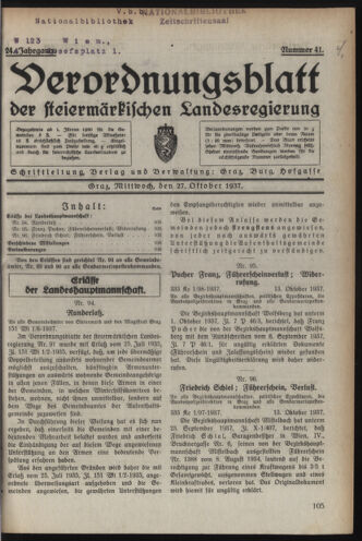 Verordnungsblatt der steiermärkischen Landesregierung 19371027 Seite: 1