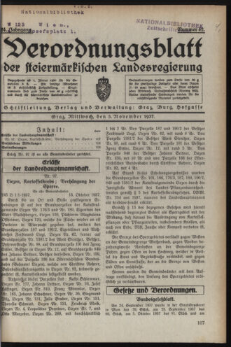 Verordnungsblatt der steiermärkischen Landesregierung 19371103 Seite: 1